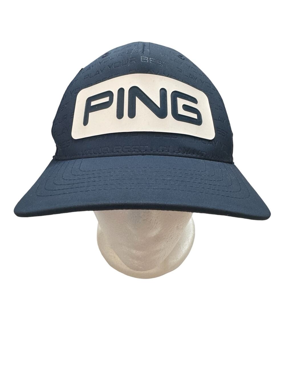 PING Performance Cap in Navy Blue SnapBack Embossed Large Logo One Size Adult